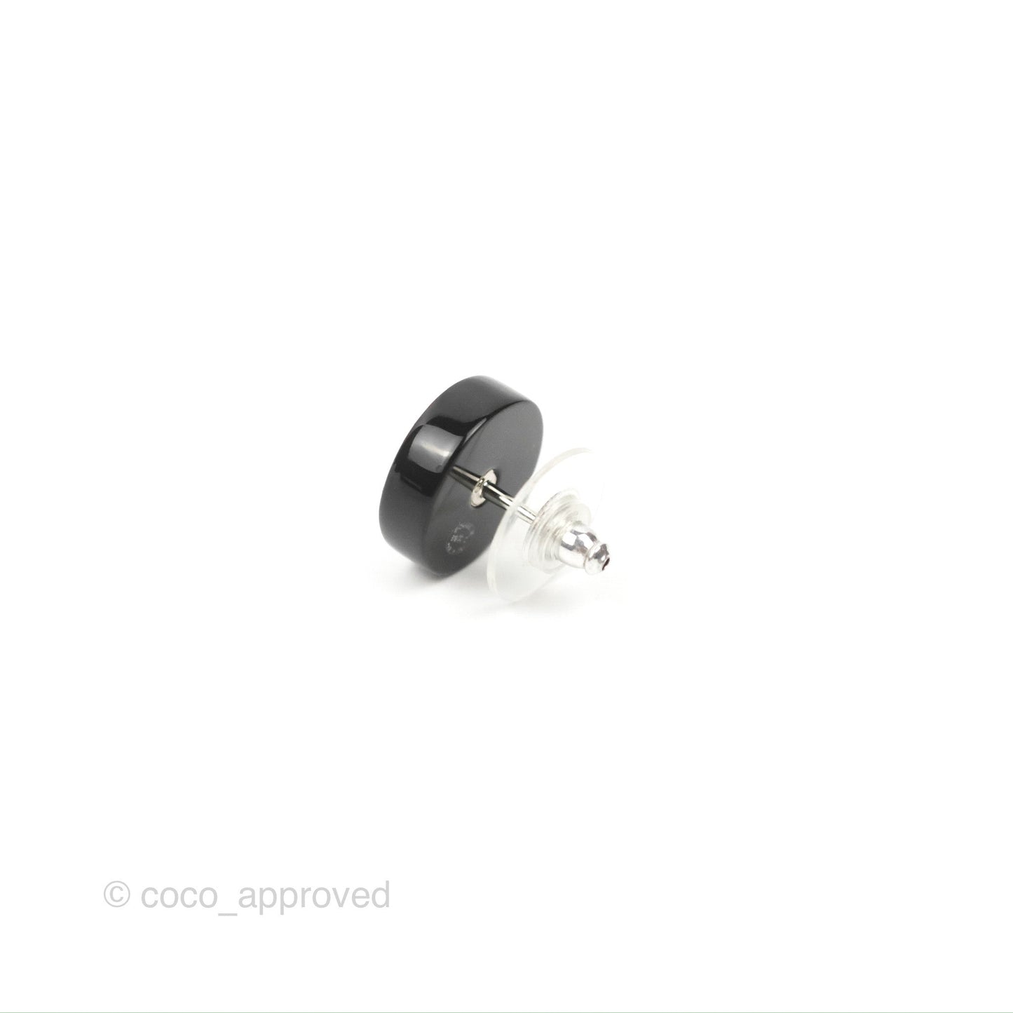 Chanel Round Black Crystal CC Earrings 19C