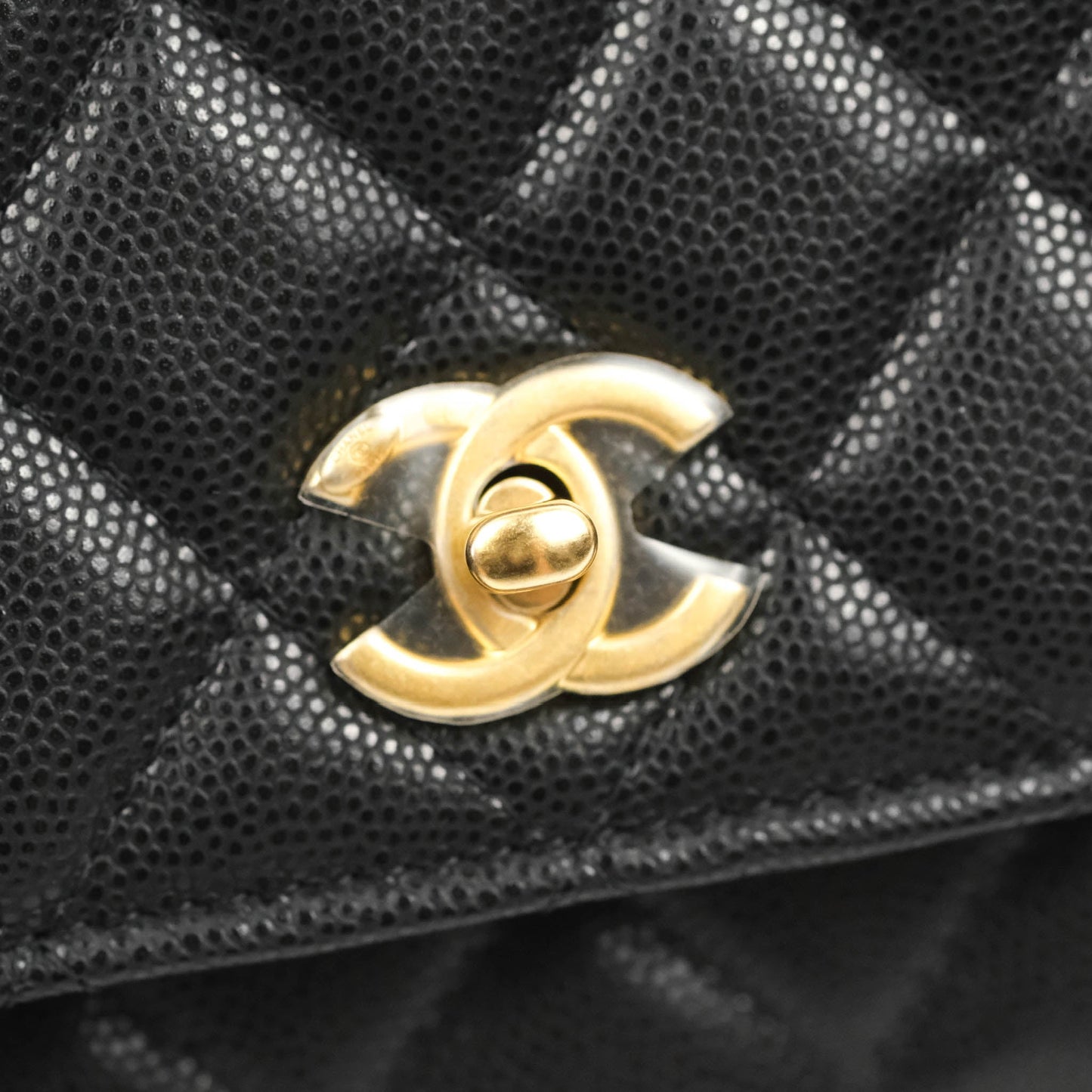 Chanel Quilted Gold CC Coin Wallet on Chain WOC Black Caviar Gold Hardware