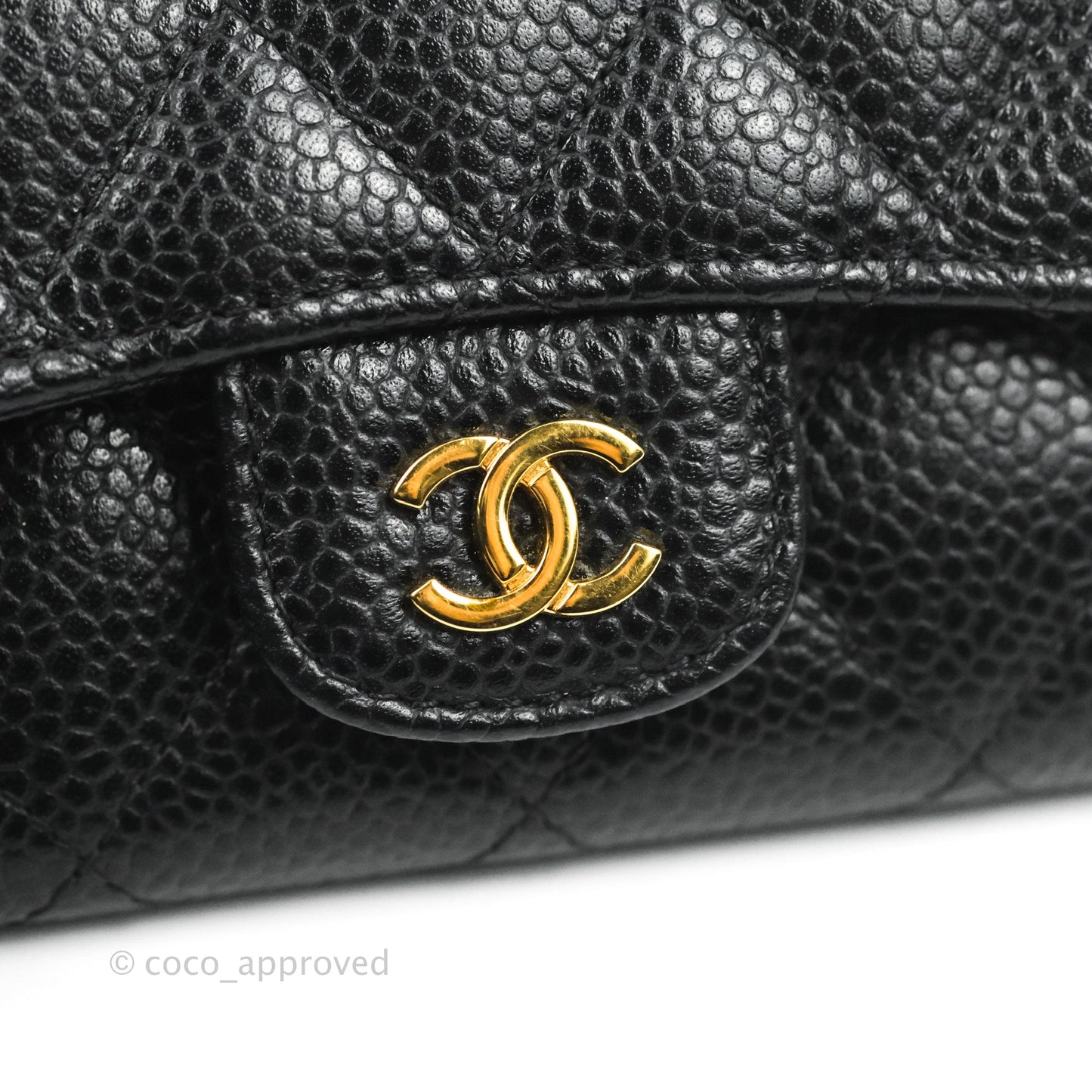 Chanel Quilted Flap Card Holder Black Caviar Gold Hardware