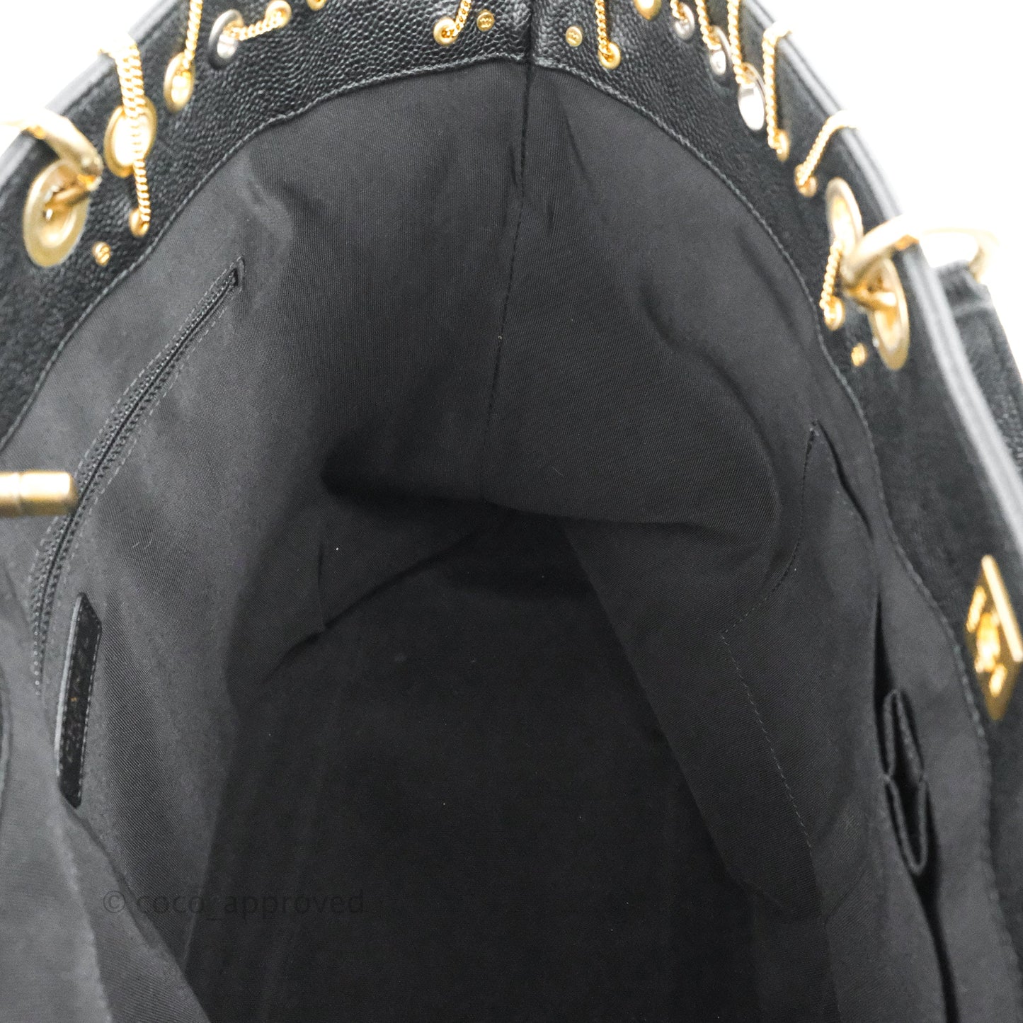 Chanel Quilted Shopping Tote Black Caviar Aged Gold Hardware 18C