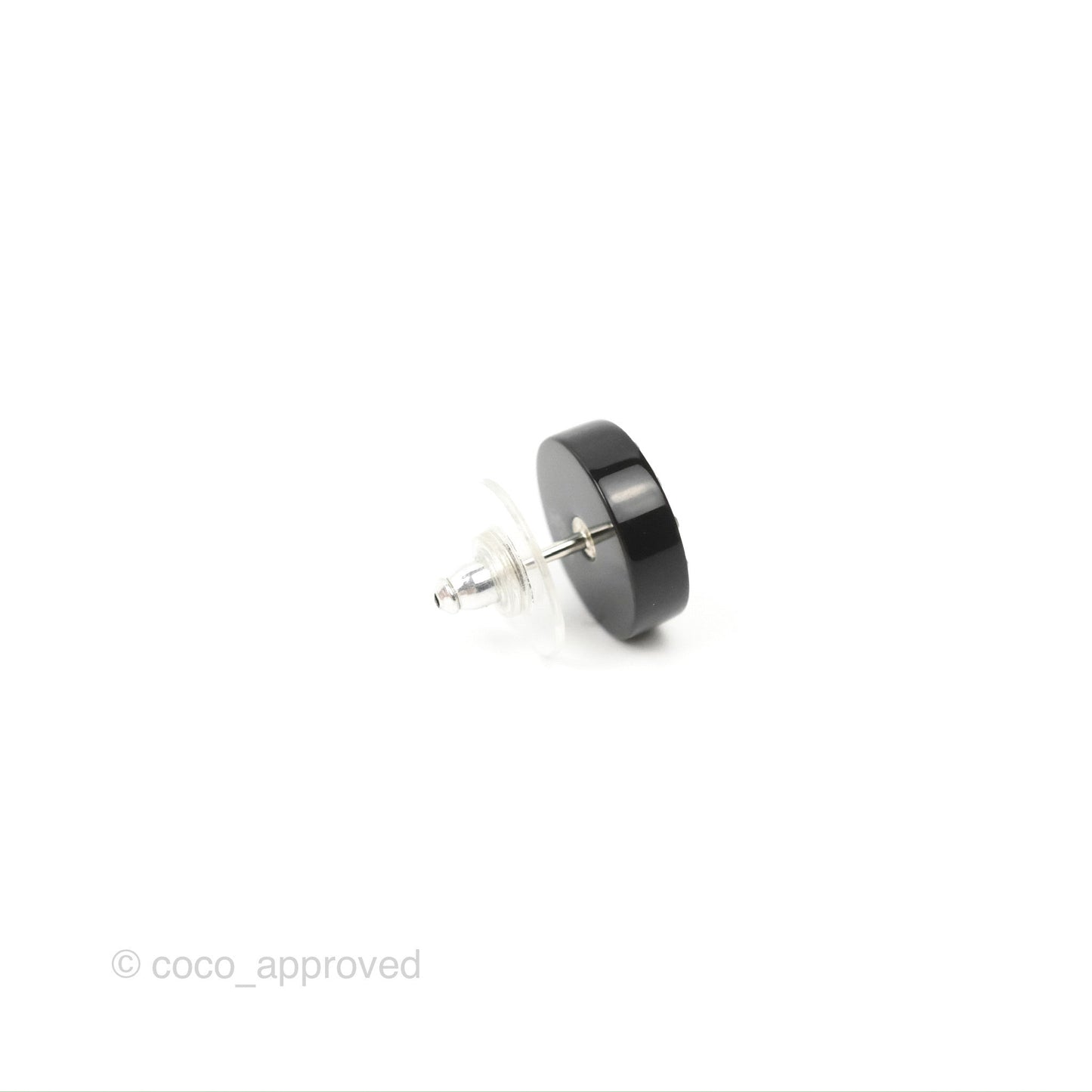 Chanel Round Black Crystal CC Earrings 19C