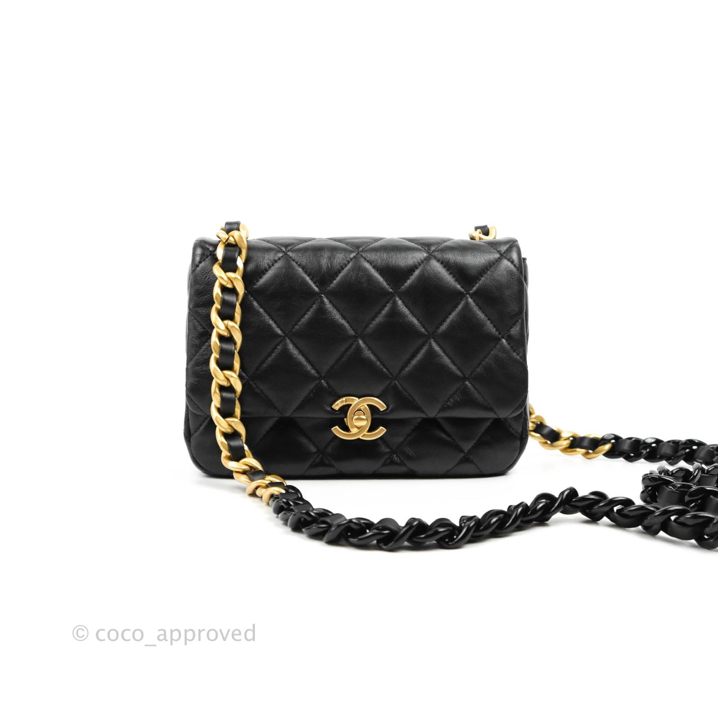 Chanel Small Flap Bag Black Lambskin Gold and Lacquered Metal 22S