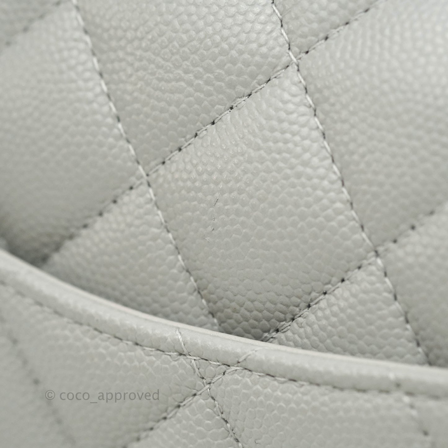 Chanel Small Classic Quilted Flap Grey Caviar Gold Hardware 21A