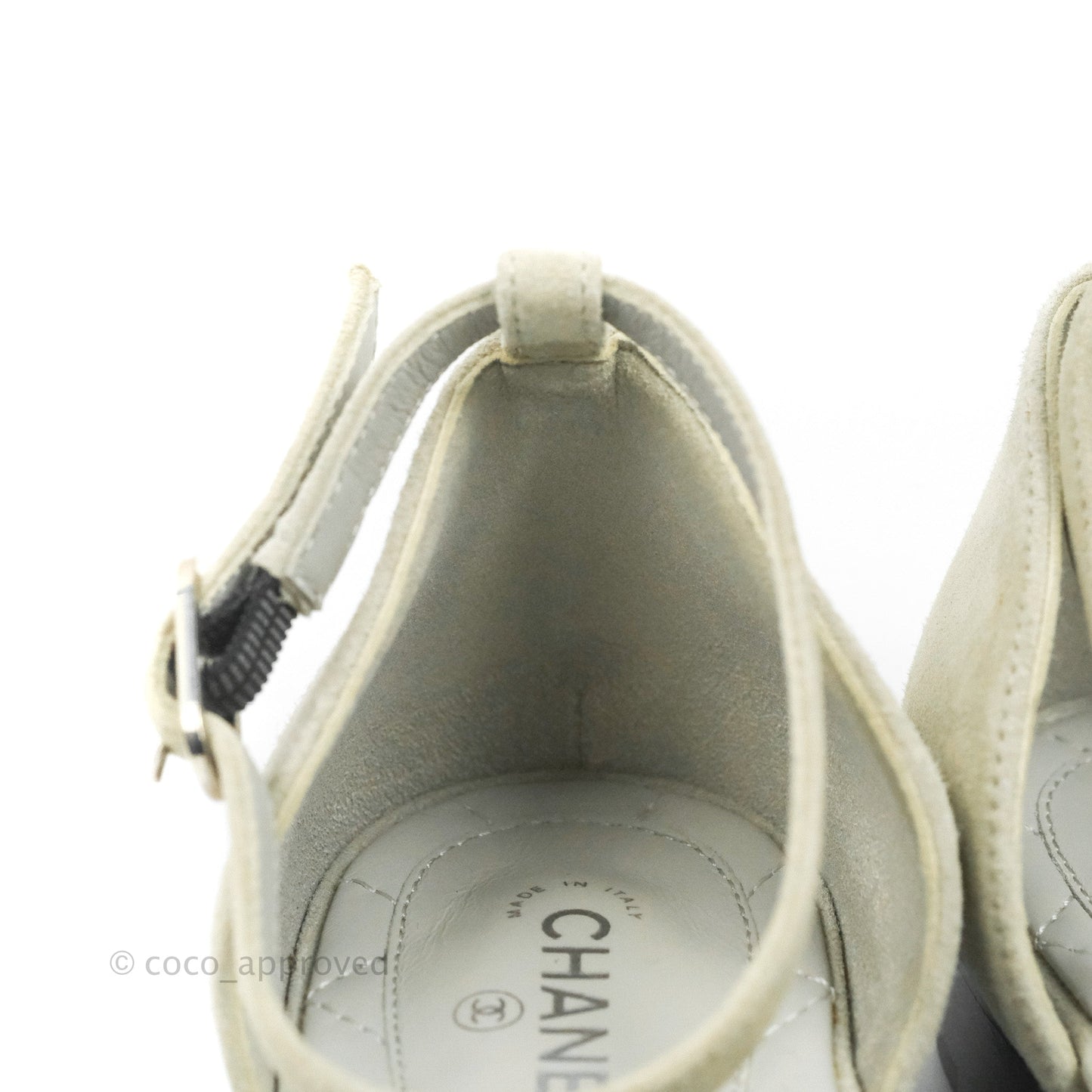 Chanel Suede Ballerina With Heels Grey Black Size 37C