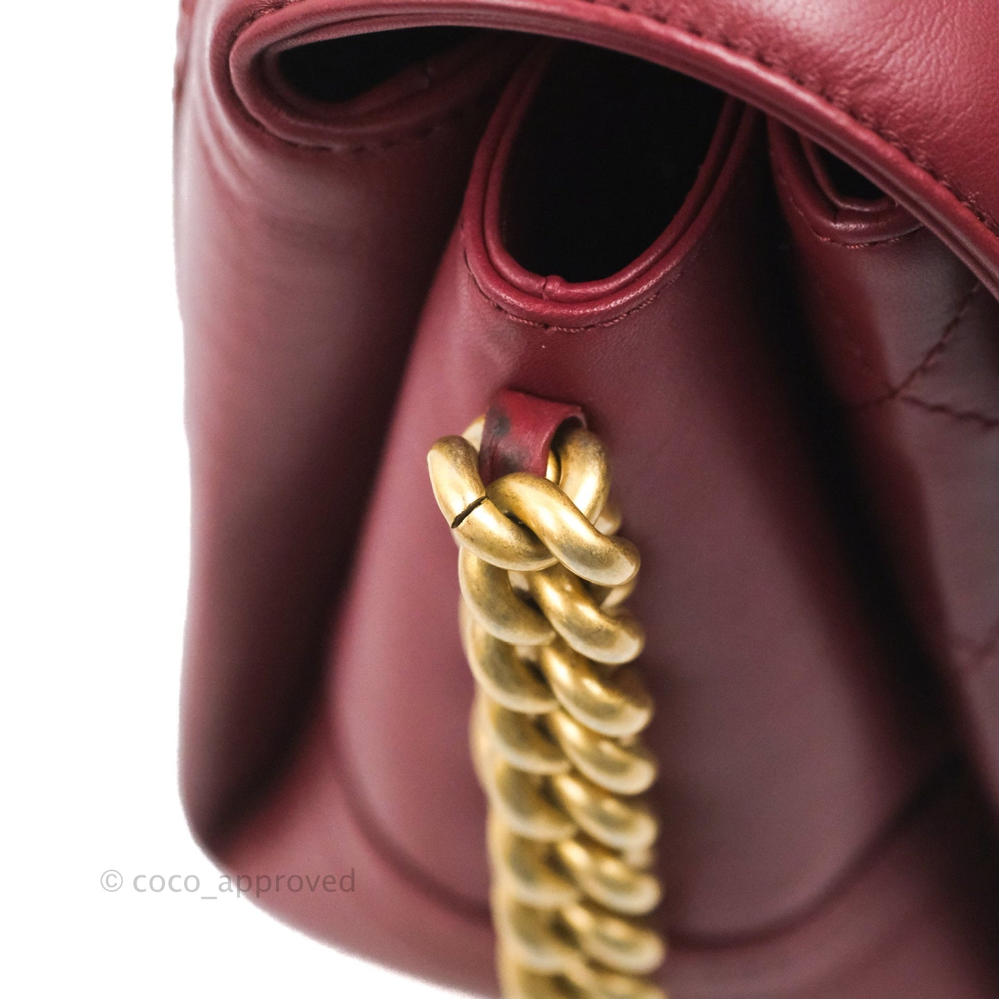 Chanel Flap Bag Dark Red Calfskin Aged Gold Hardware