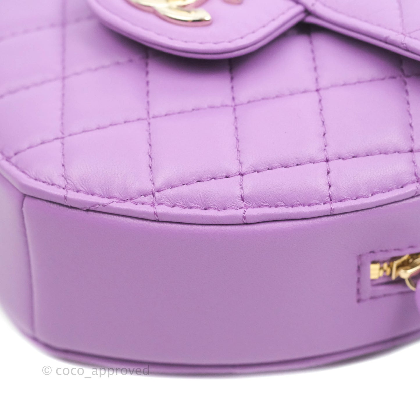 Chanel Large Heart Bag Purple Lambskin Gold Hardware 22S
