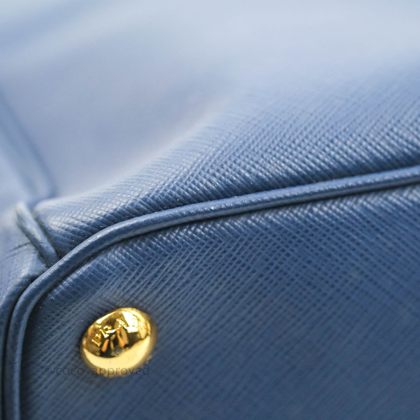 Prada Double Zip Lux Saffiano Dark Blue Large Tote Bag