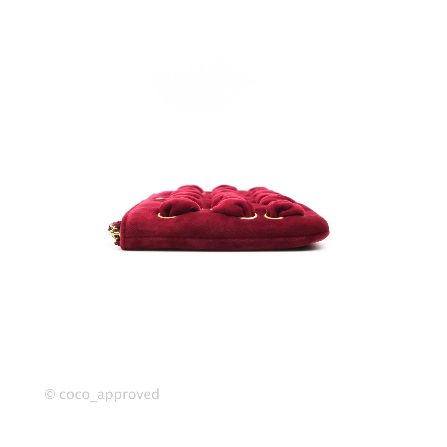 Chanel Red Velvet Pouch Gold Hardware