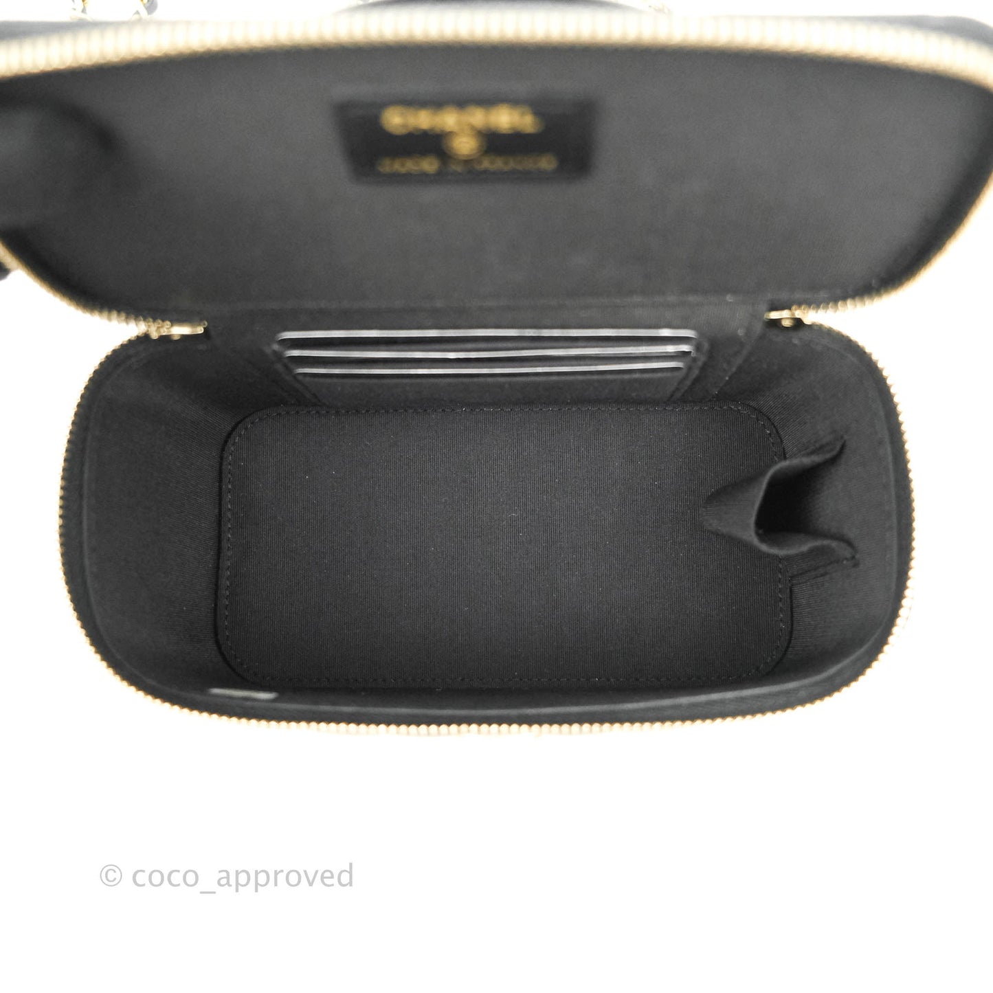Chanel Vanity Rectangular Top Handle Black Lambskin Gold Hardware