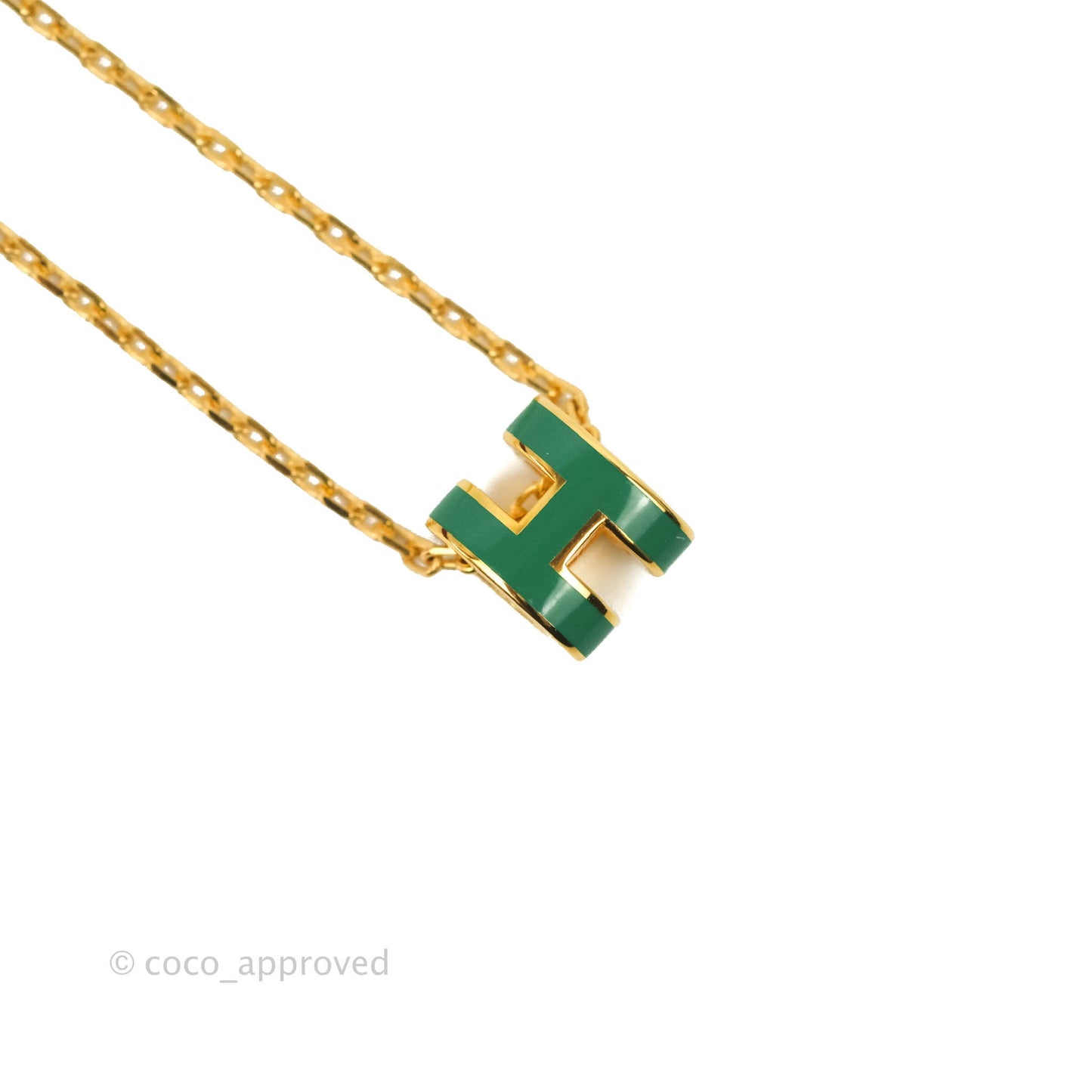 Hermès Mini Pop H Green Pendant Necklace Gold Hardware