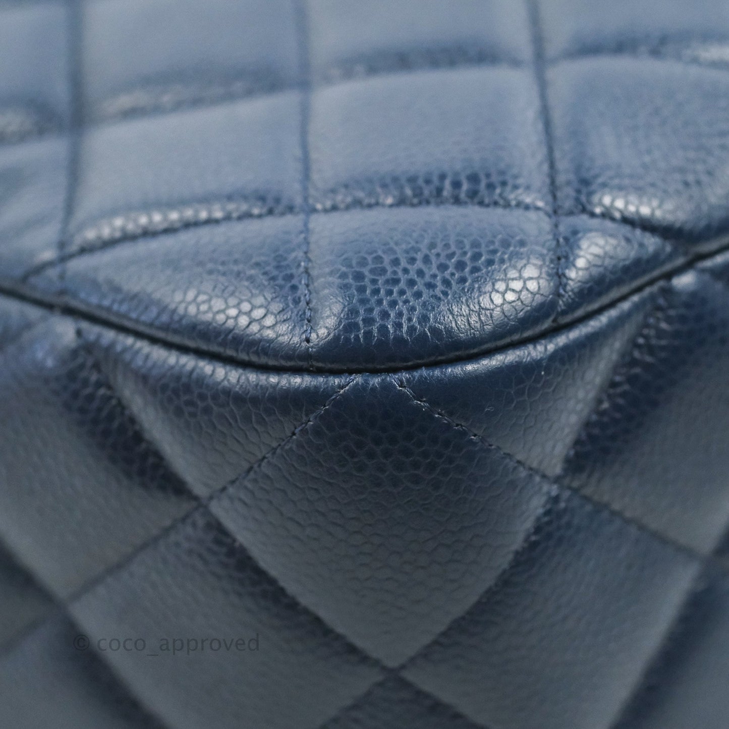 Chanel Quilted Large Classic Camera Bag Navy Caviar Silver Hardware