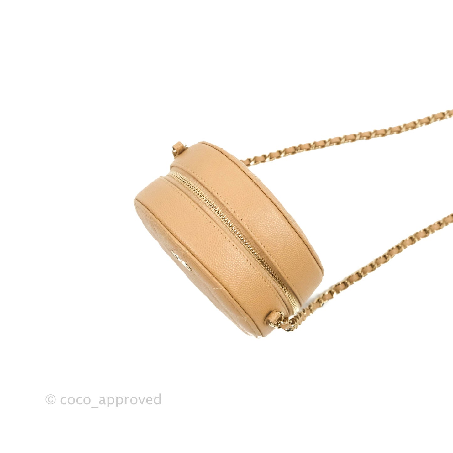 Chanel Round Circle Bag Dark Beige Caviar Light Gold Hardware