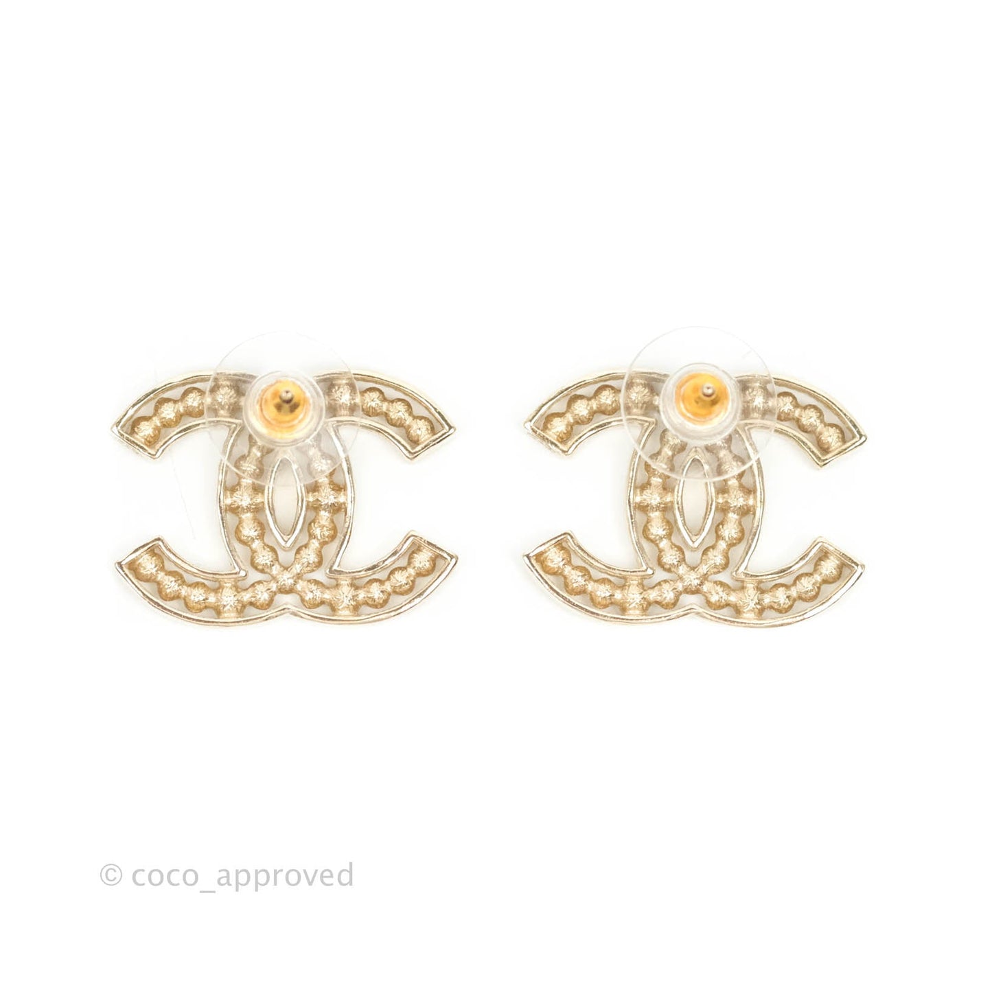 Chanel Crystal CC Earrings Gold Tone 19S