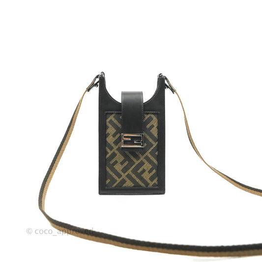 Fendi Baguette FF Brown Fabric Phone Bag