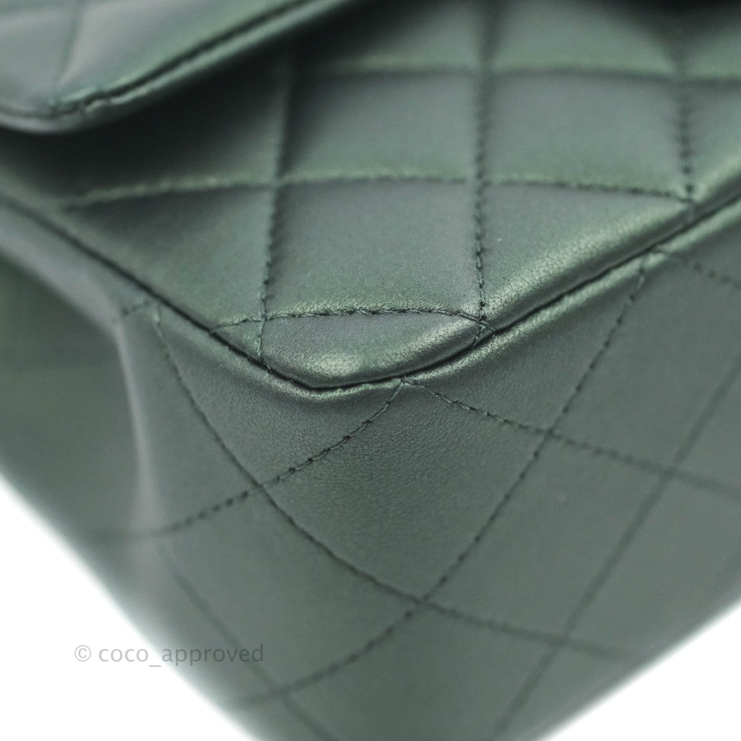 Chanel Top Handle Mini Rectangular Flap Bag Iridescent Green Lambskin Gold Hardware 22A