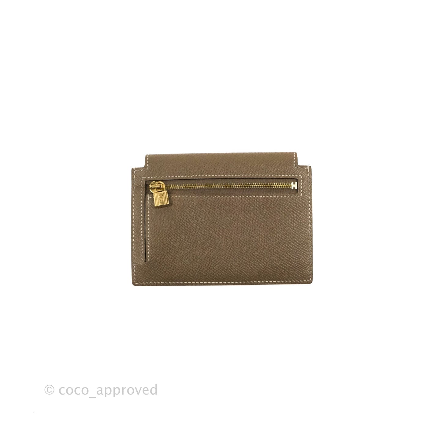 Hermès Kelly Pocket Compact Wallet Epsom Etoupe Gold Hardware