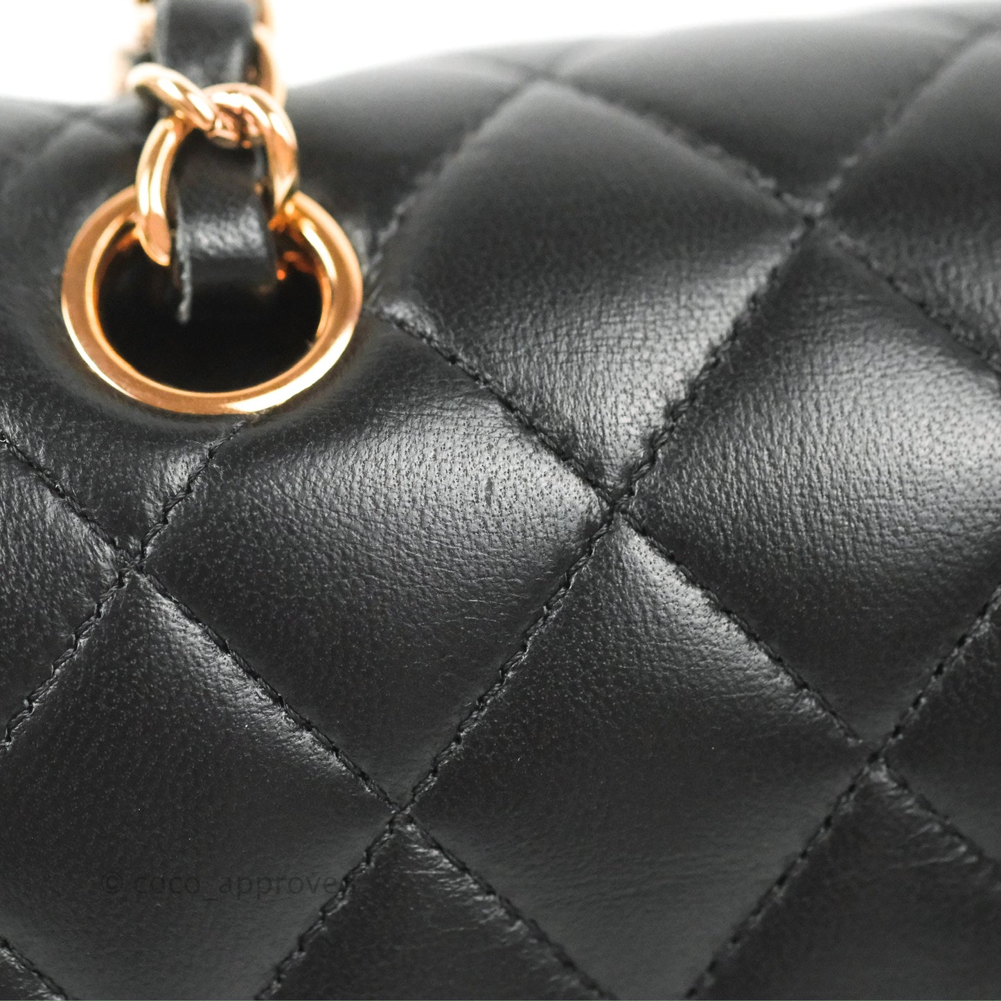 Chanel Classic M/L Medium Flap Black Lambskin Rose Pink-Gold Hardware