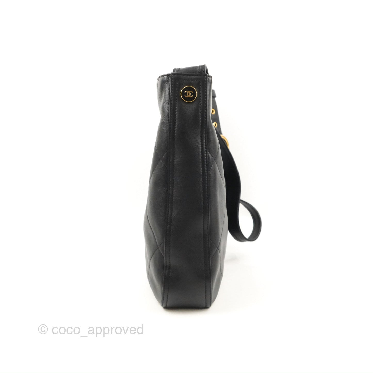 Chanel Large Stitched Easy Mood Hobo Black Calfskin