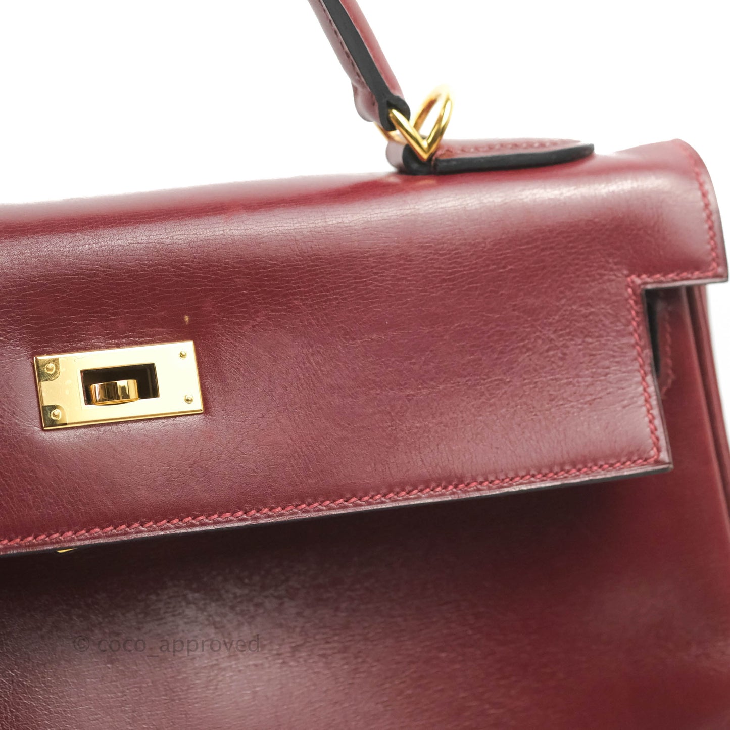 Hermès Vintage Kelly Retourne 32 Dark Red Gold Hardware