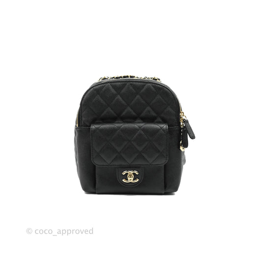 Chanel Quilted Small CC Day Backpack Black Caviar Gold Hardware