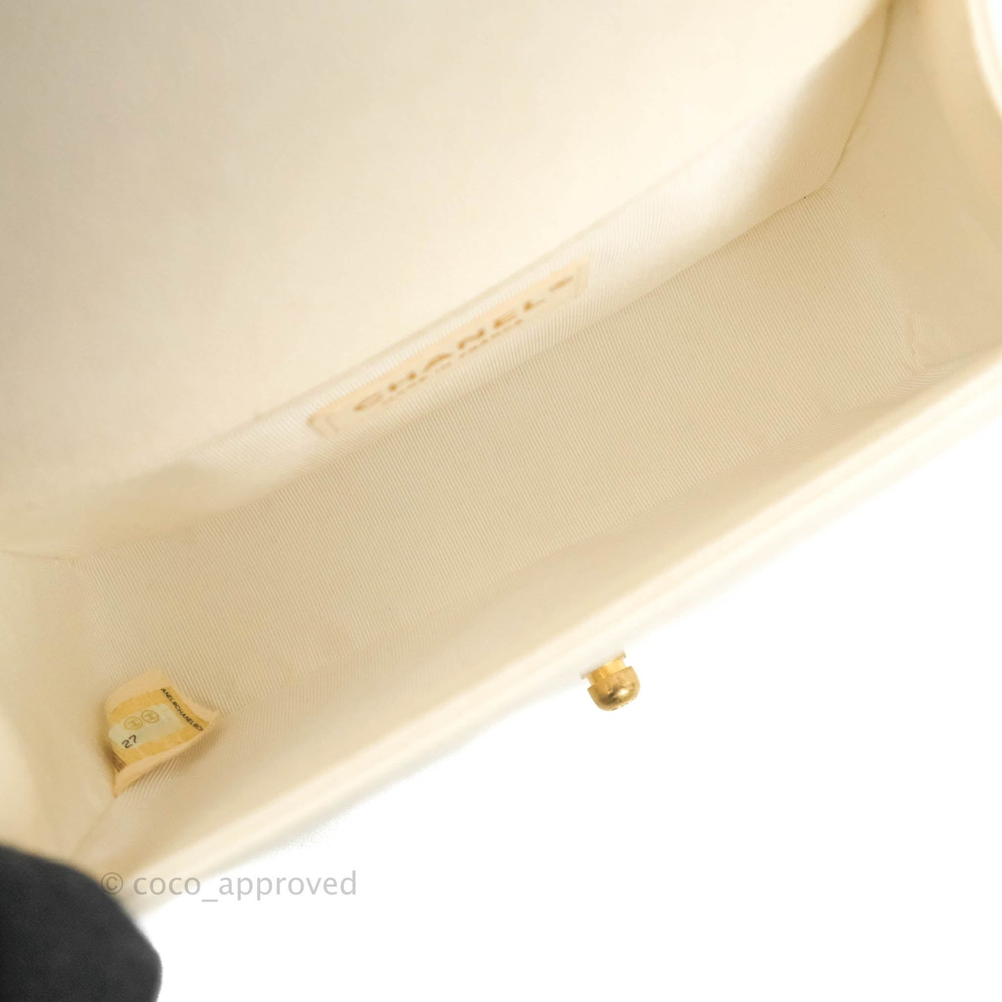 Chanel Boy Small Quilted White Caviar Aged Gold Hardware