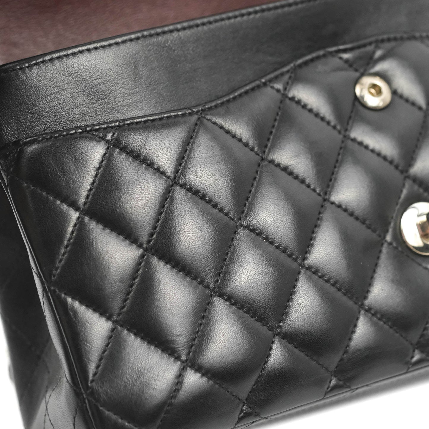 Chanel Classic M/L Medium Flap Quilted Black Lambskin Silver Hardware
