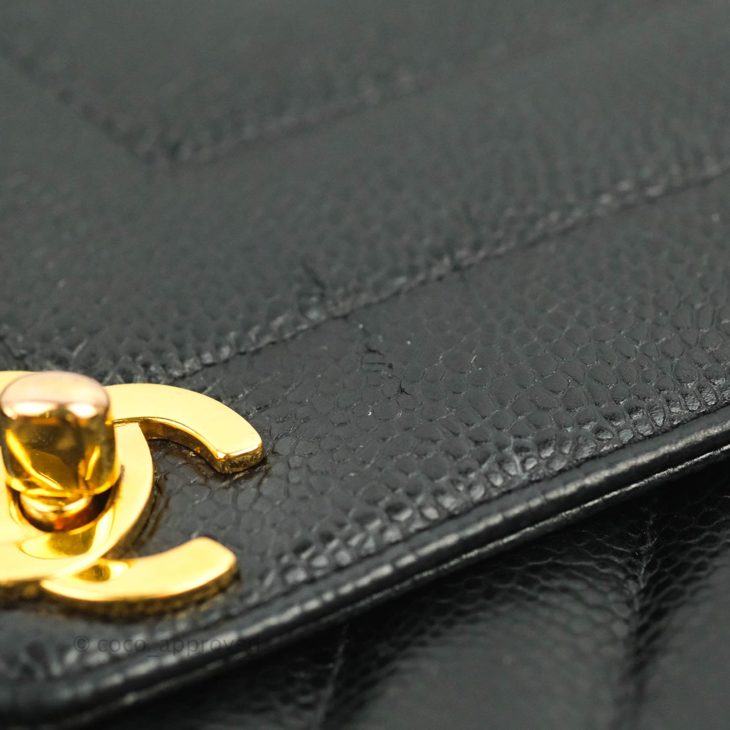 Chanel Vintage Chevron Envelope Flap Bag Black Caviar 24K Gold Hardware