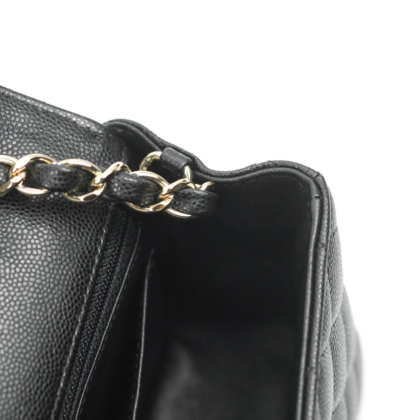 Chanel Quilted Mini Rectangular Flap Black Caviar Light Gold Hardware 17C