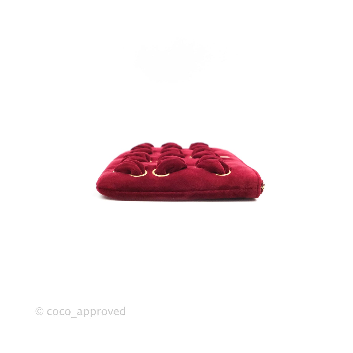 Chanel Red Velvet Pouch Gold Hardware