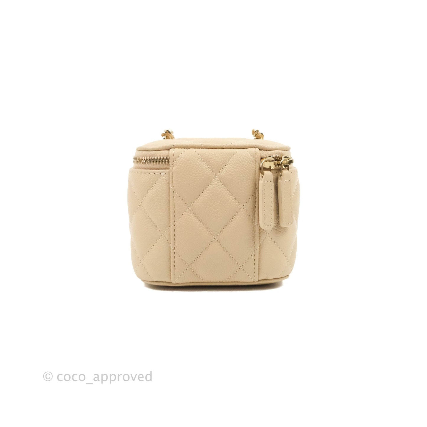 Chanel Classic Mini Vanity With CC Chain Light Beige Caviar Gold Hardware