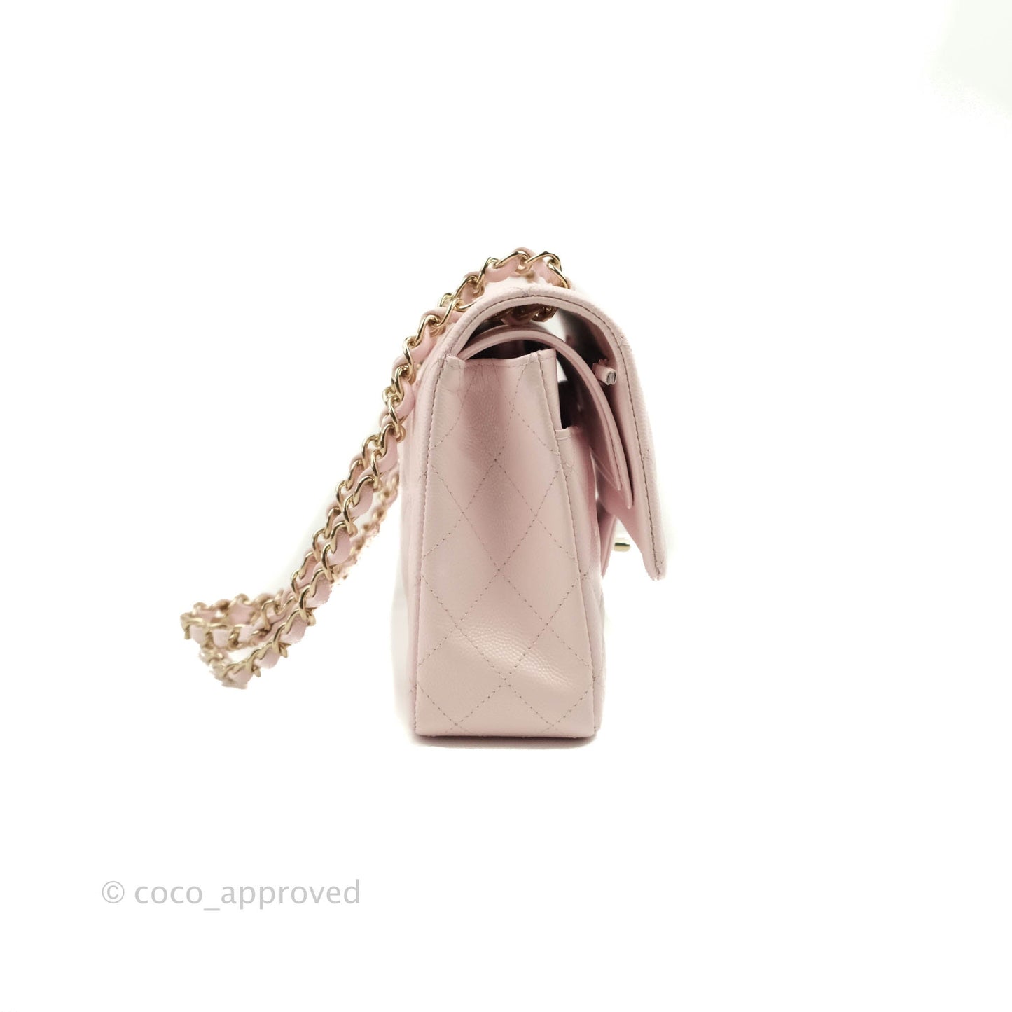 Chanel Classic M/L Medium Flap Quilted Pink Caviar Gold Hardware 22P