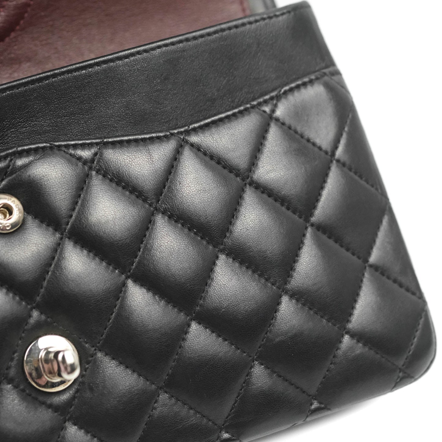 Chanel Classic M/L Medium Flap Quilted Black Lambskin Silver Hardware