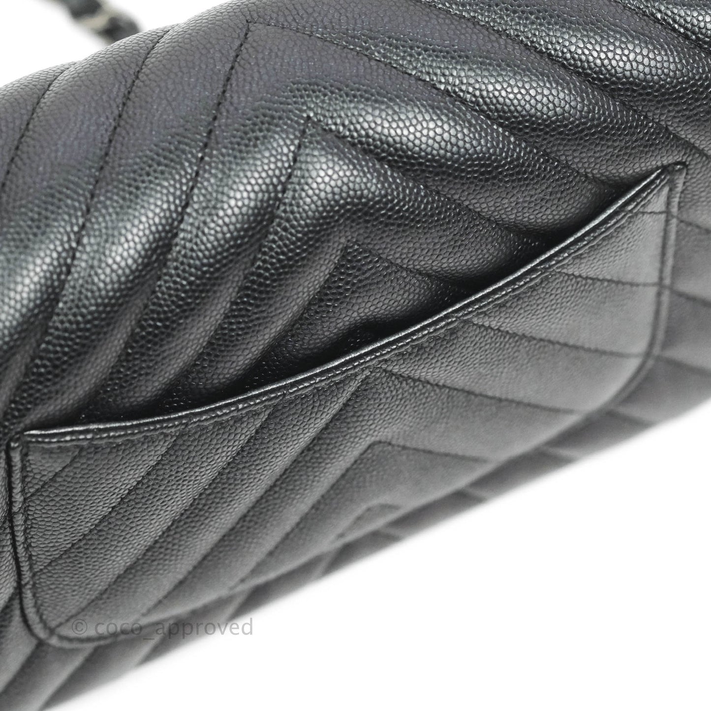 Chanel Chevron Mini Rectangular Flap Iridescent Black Caviar Ruthenium Hardware 17B