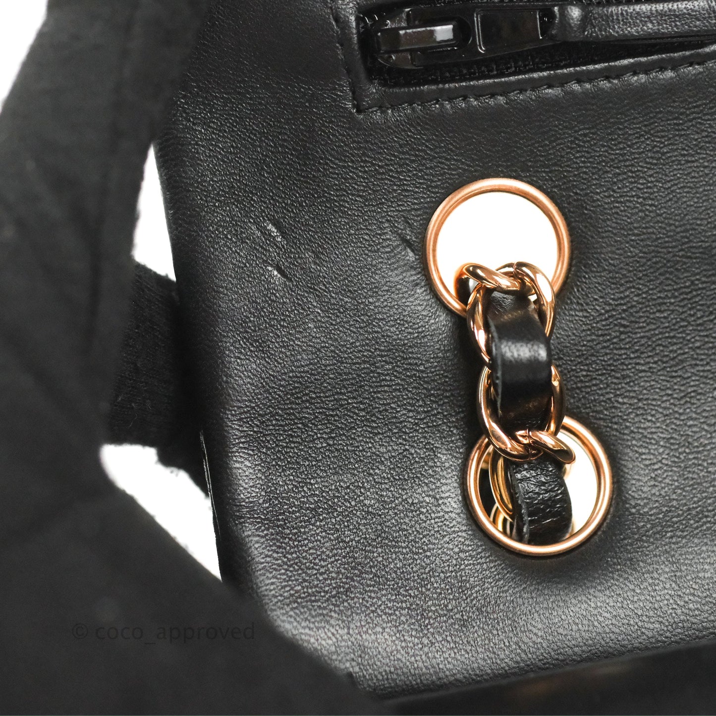 Chanel Classic M/L Medium Flap Black Lambskin Rose Pink-Gold Hardware