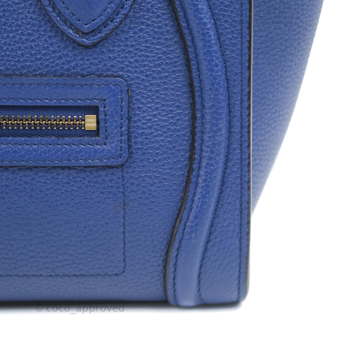 Celine Nano Luggage Dark Blue Drummed Calfskin Gold Hardware