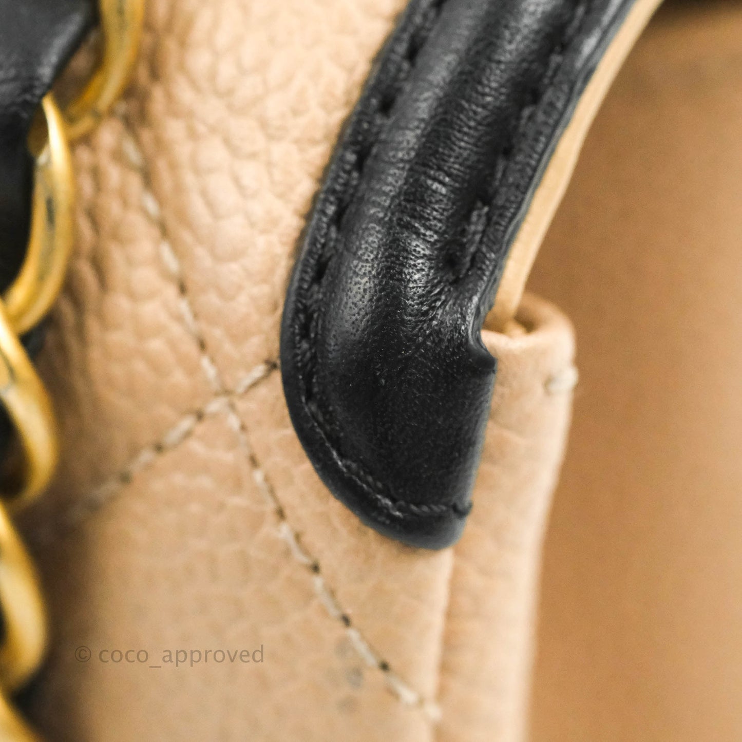 Chanel Quilted Medium CC Filigree Flap Beige Black Caviar