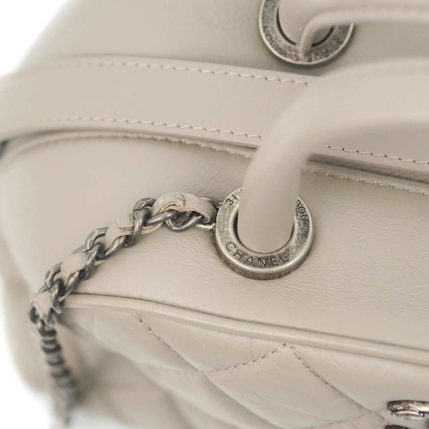 Chanel Quilted Small Coco Handle Bowling Bag Grey Aged Calfskin Ruthenium Hardware
