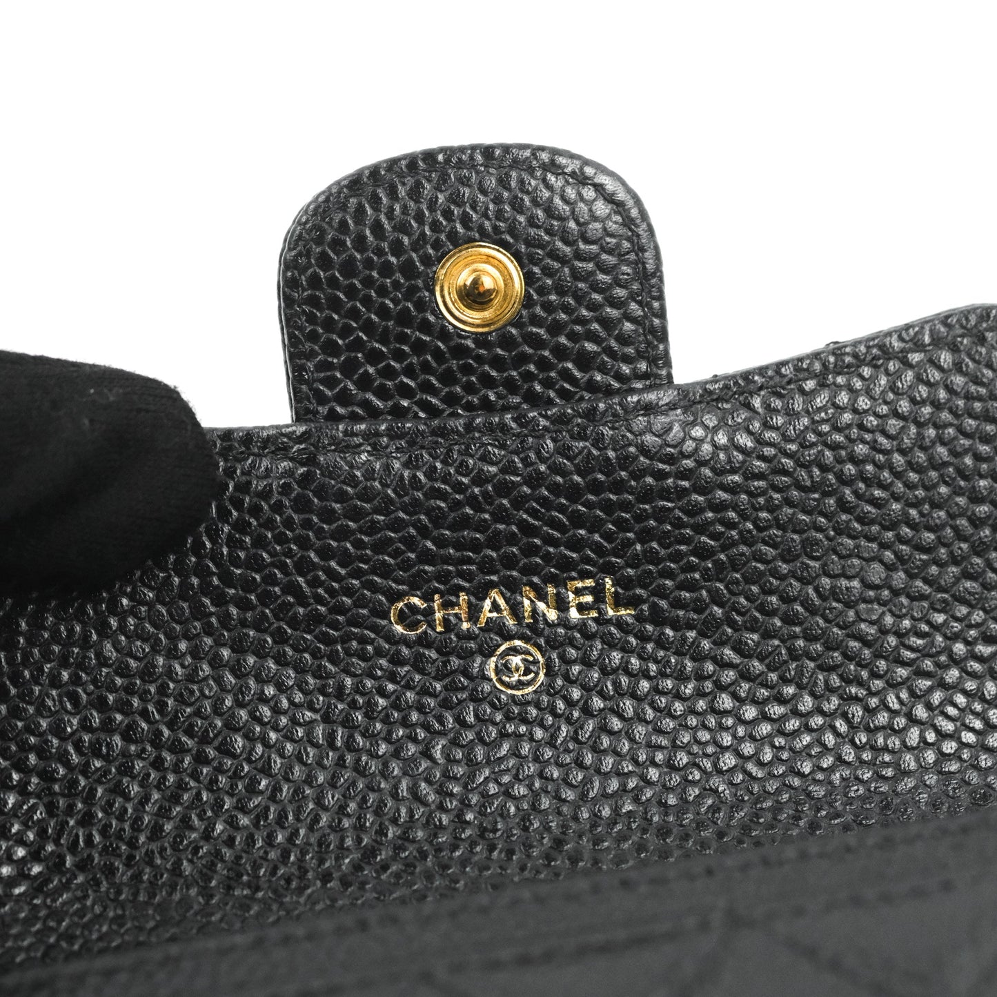 Chanel Quilted Flap Card Holder Black Caviar Gold Hardware