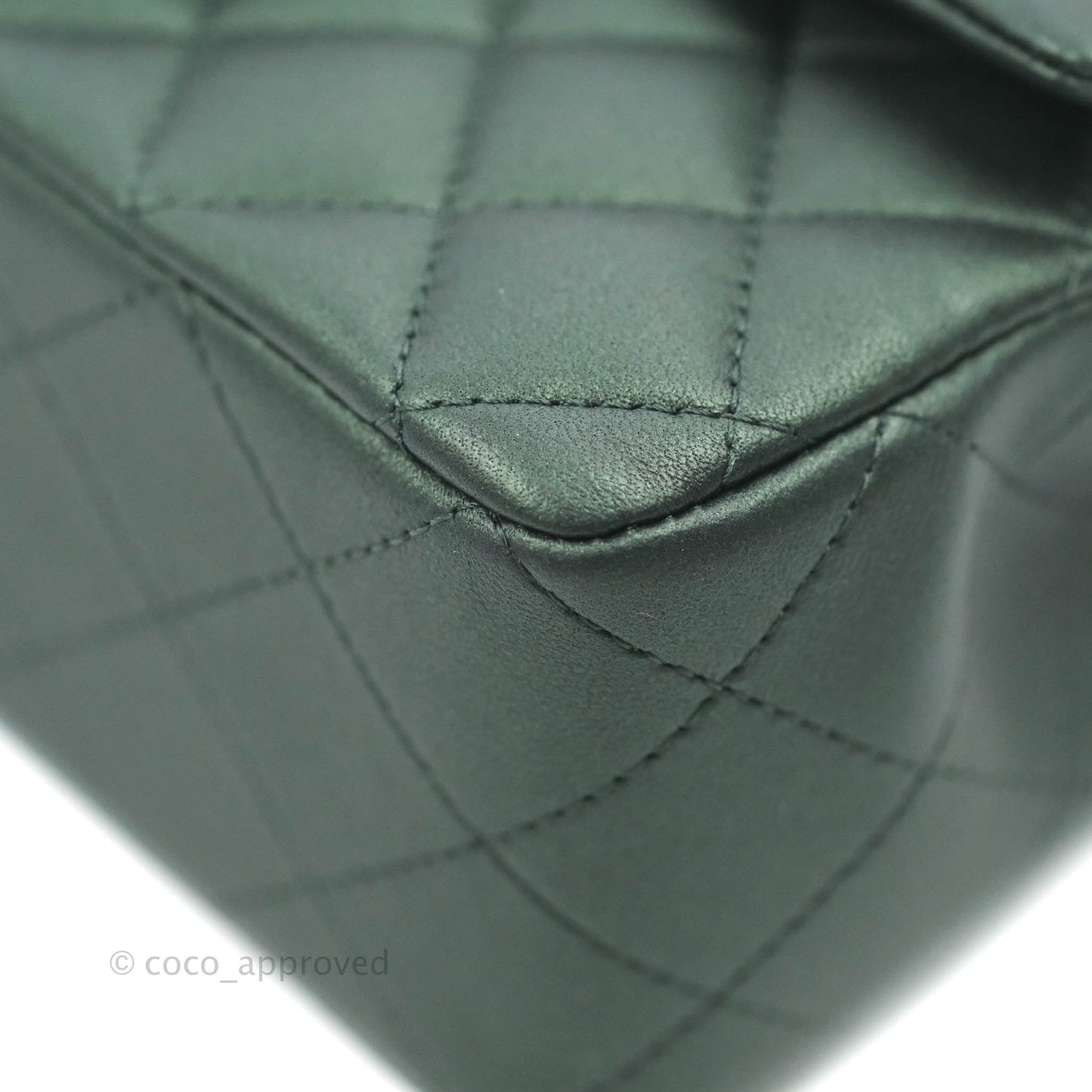 Chanel Top Handle Mini Rectangular Flap Bag Iridescent Green Lambskin Gold Hardware 22A