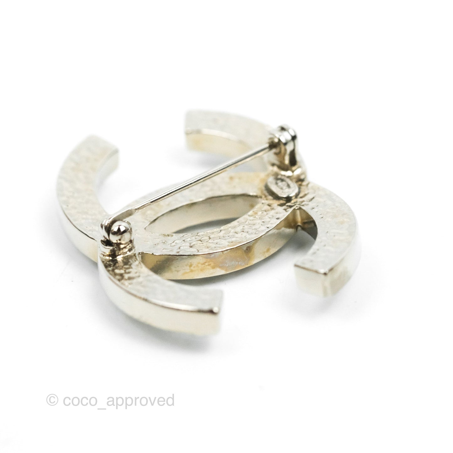 Chanel CC Pearl Brooch Silver Tone 13V