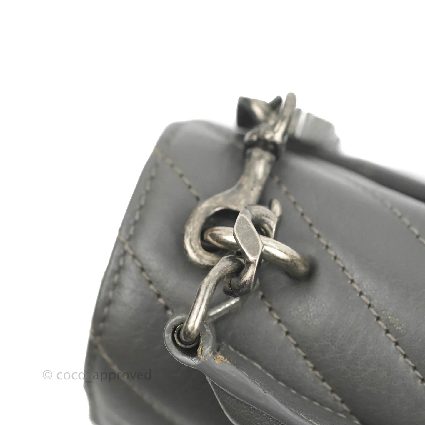 Saint Laurent Chevron Medium College Grey Chain Bag Ruthenium Hardware