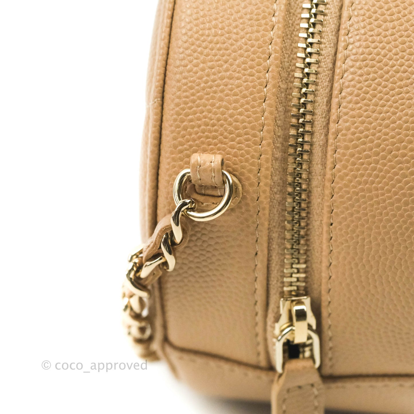 Chanel Round Circle Bag Dark Beige Caviar Light Gold Hardware