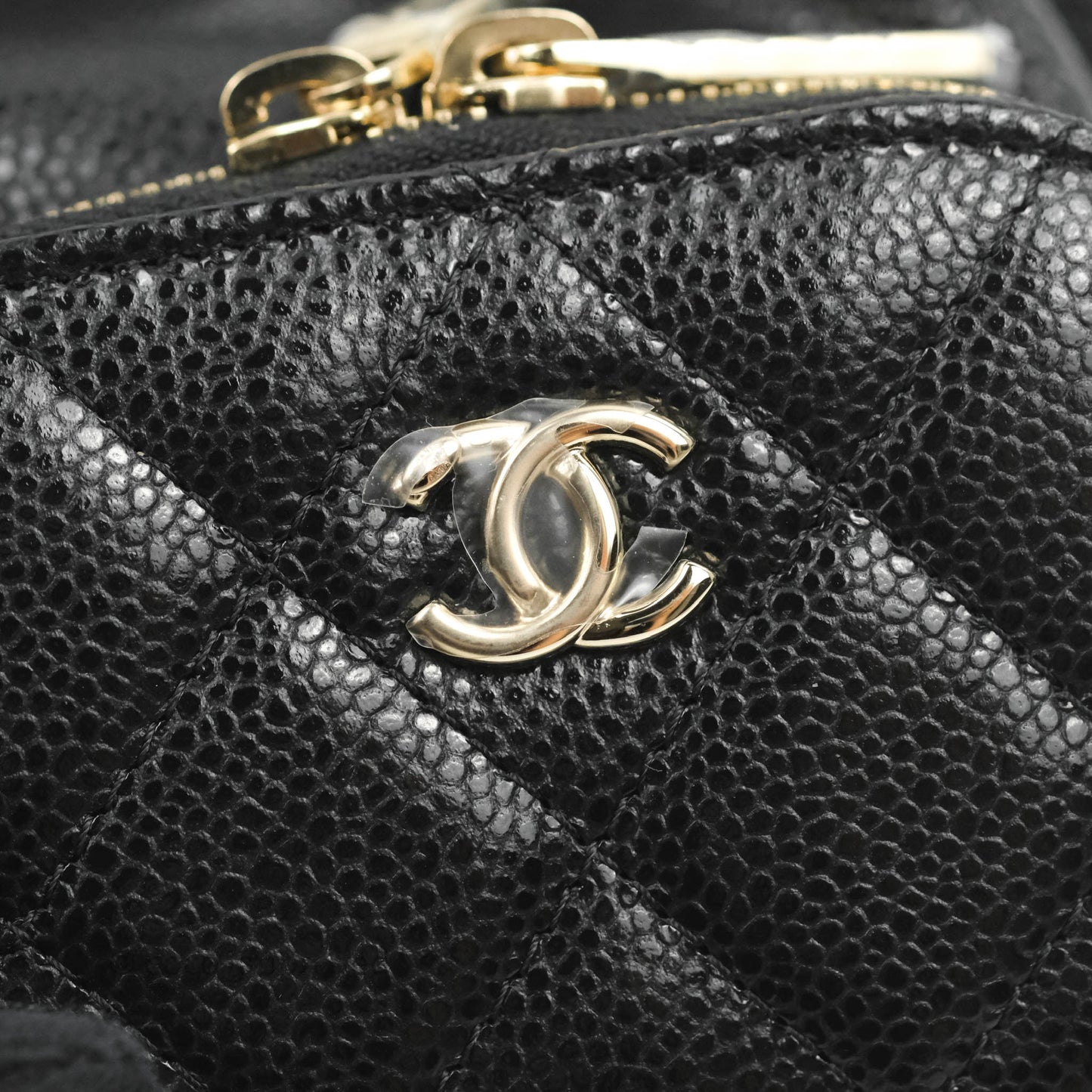 Chanel Mini Bucket with Chain Black Caviar Gold Hardware 22B