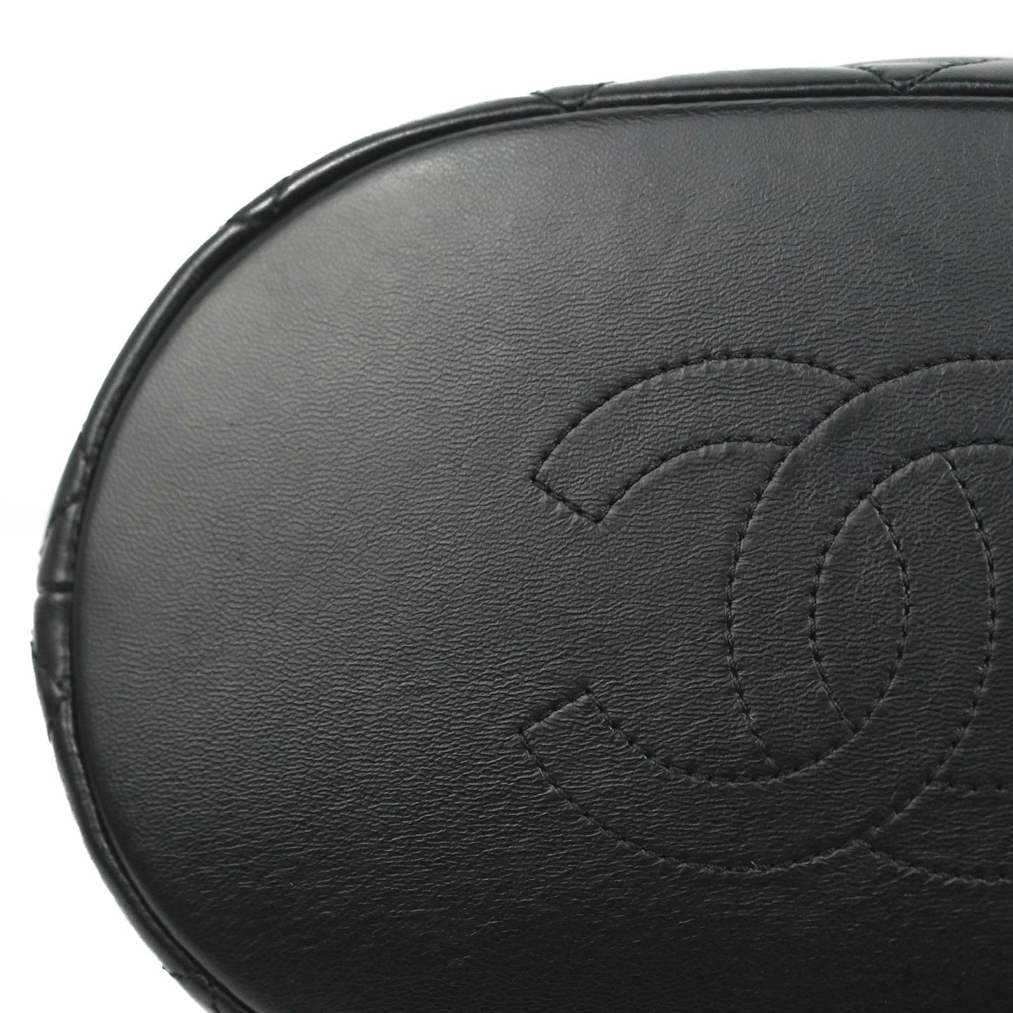 Chanel Enamel CC Bucket Bag Black Lambskin Gold Hardware 22S