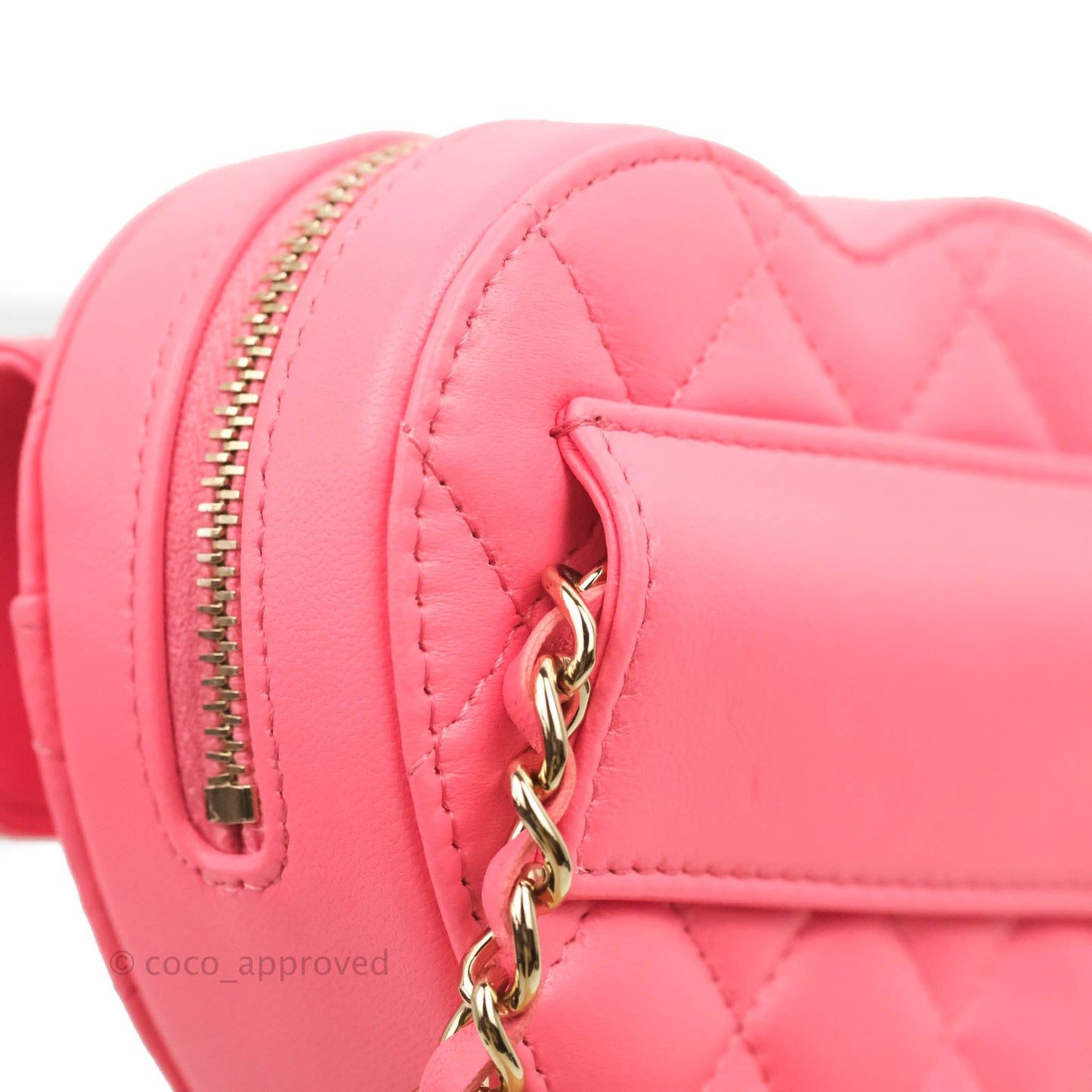 Chanel Mini Heart Belt Bag Pink Lambskin Gold Hardware 22S