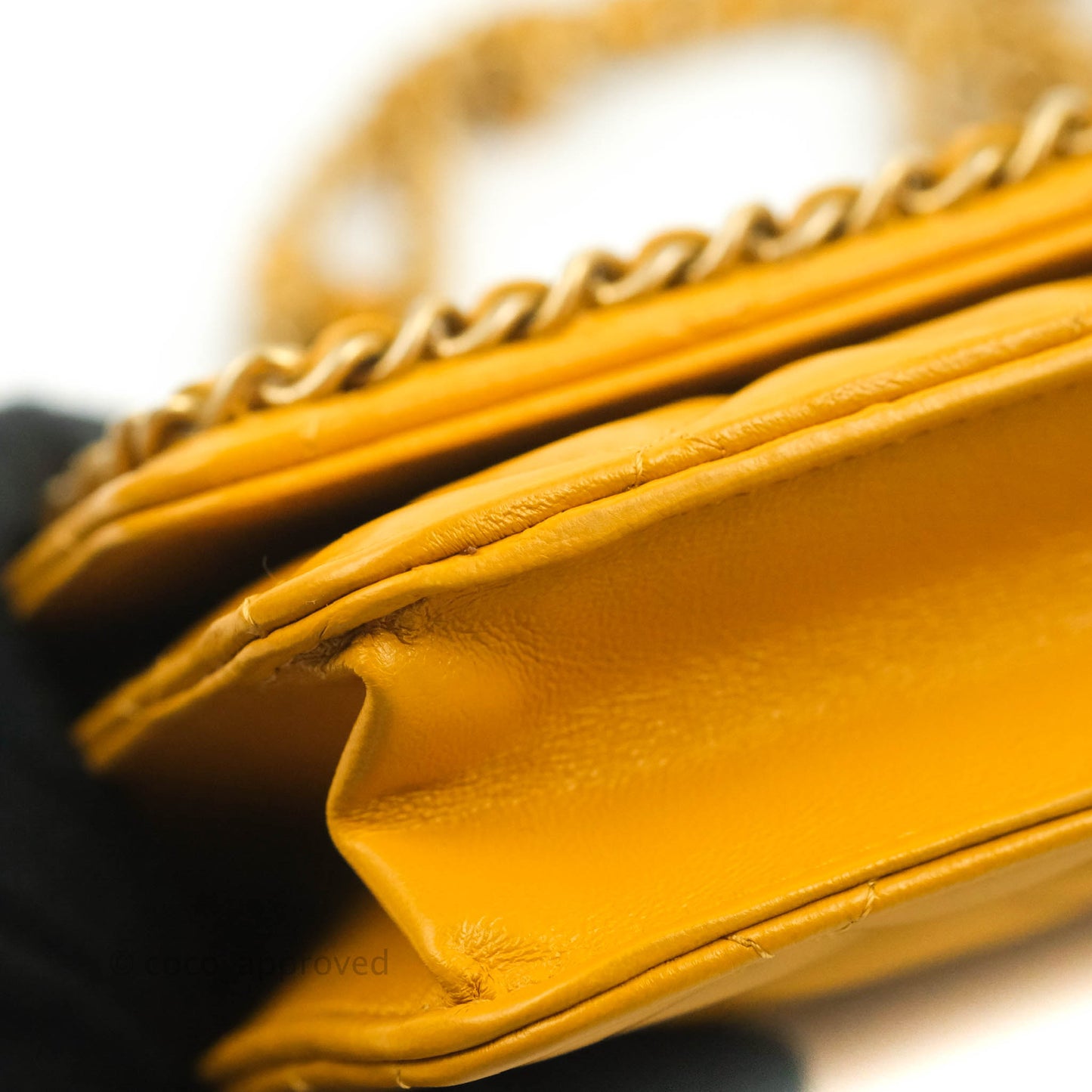 Chanel Quilted Classic Chain Around WOC Yellow Lambskin Aged Gold Hardware