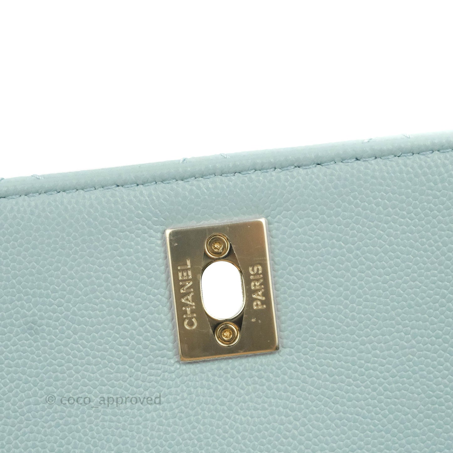 Chanel Small Coco Handle Quilted Light Blue Caviar Gold Hardware