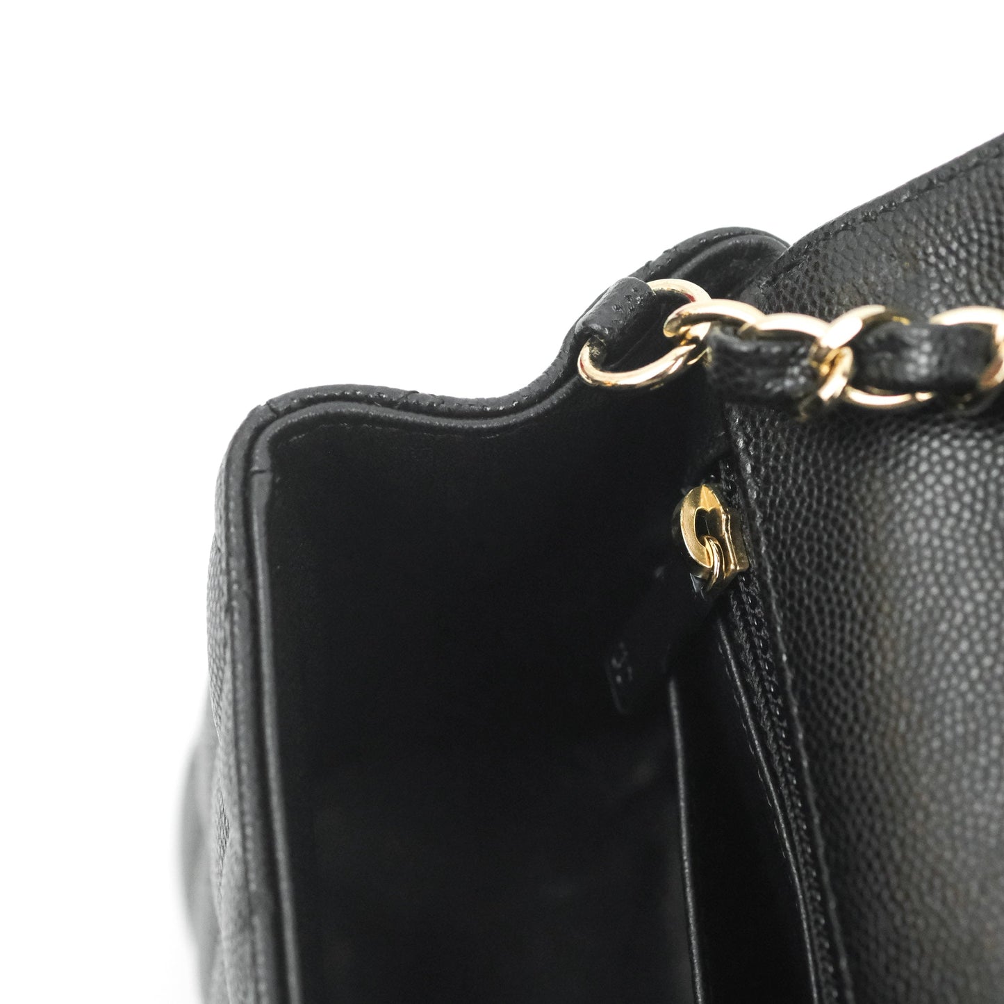 Chanel Quilted Mini Rectangular Flap Black Caviar Light Gold Hardware 17C