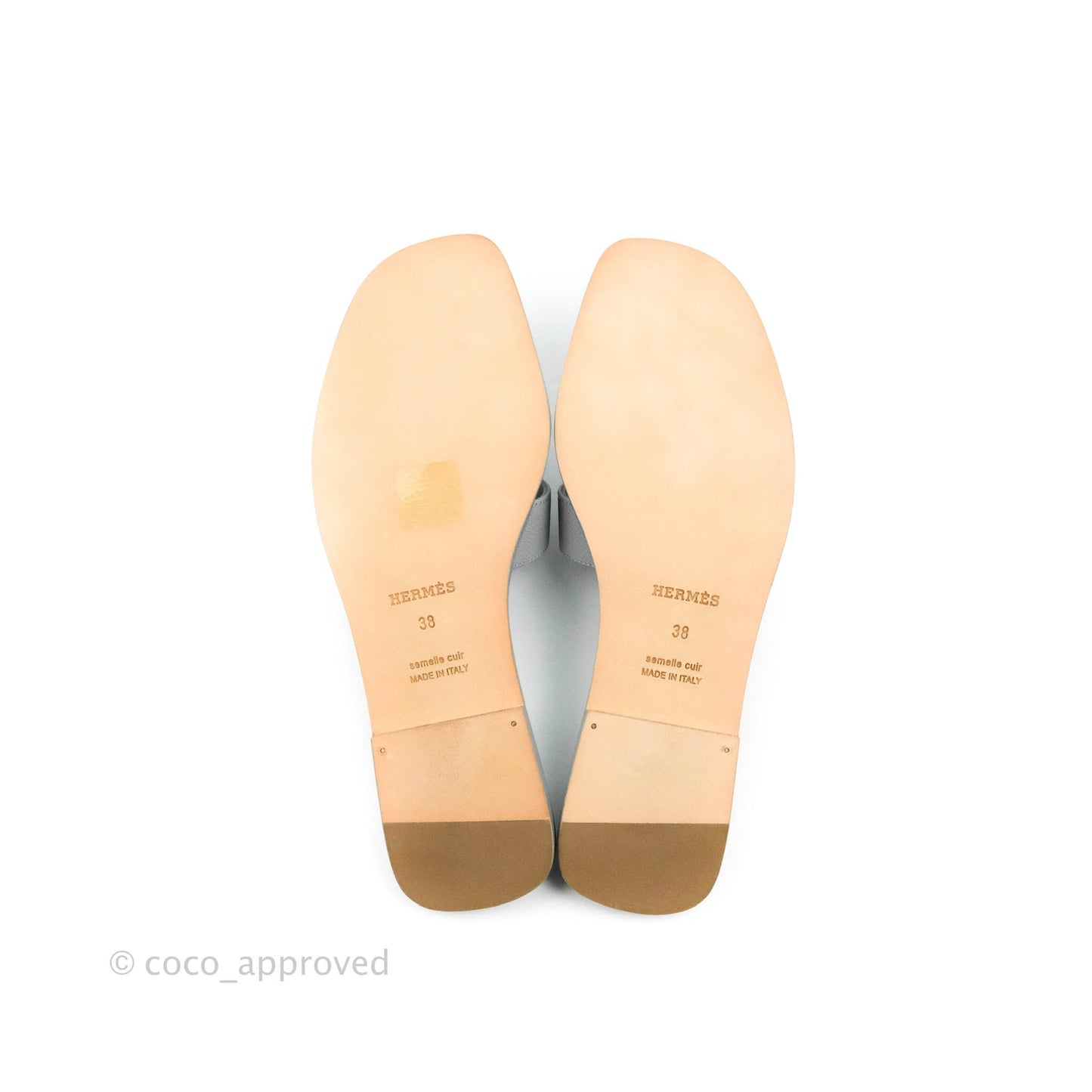 Hermès Oran Sandals Bleu Glacier Size 38