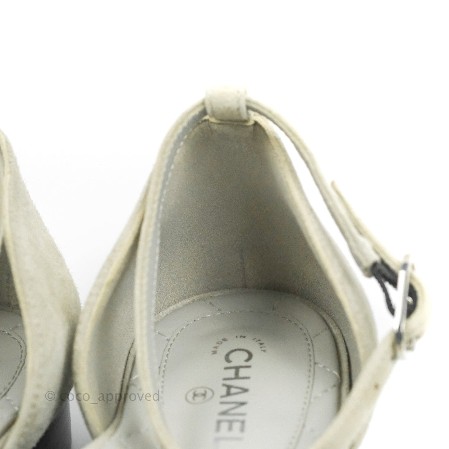 Chanel Suede Ballerina With Heels Grey Black Size 37C